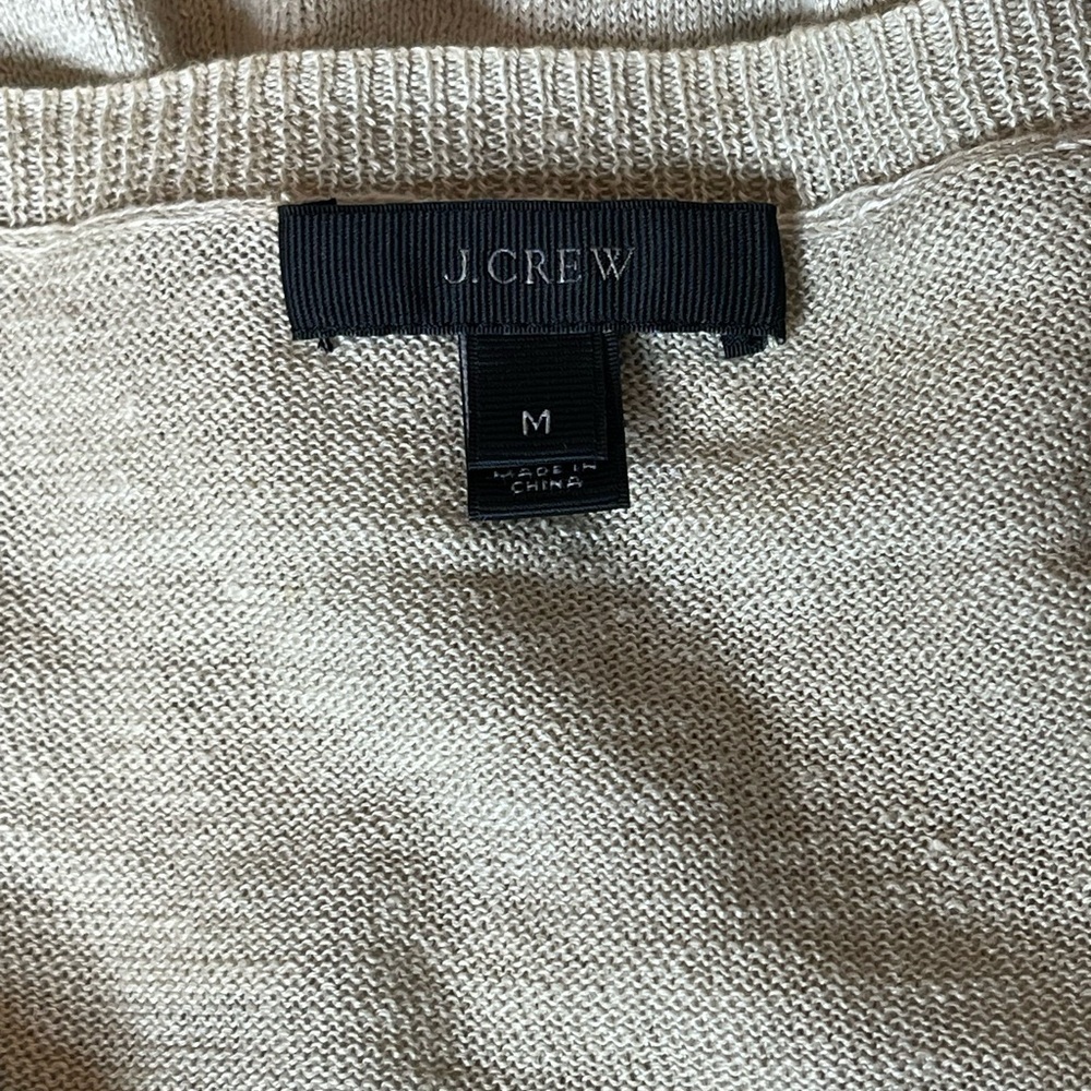 J.Crew Black Label 100% Linen Sweater Blouse Cream | Size Medium - Picture 9 of 13